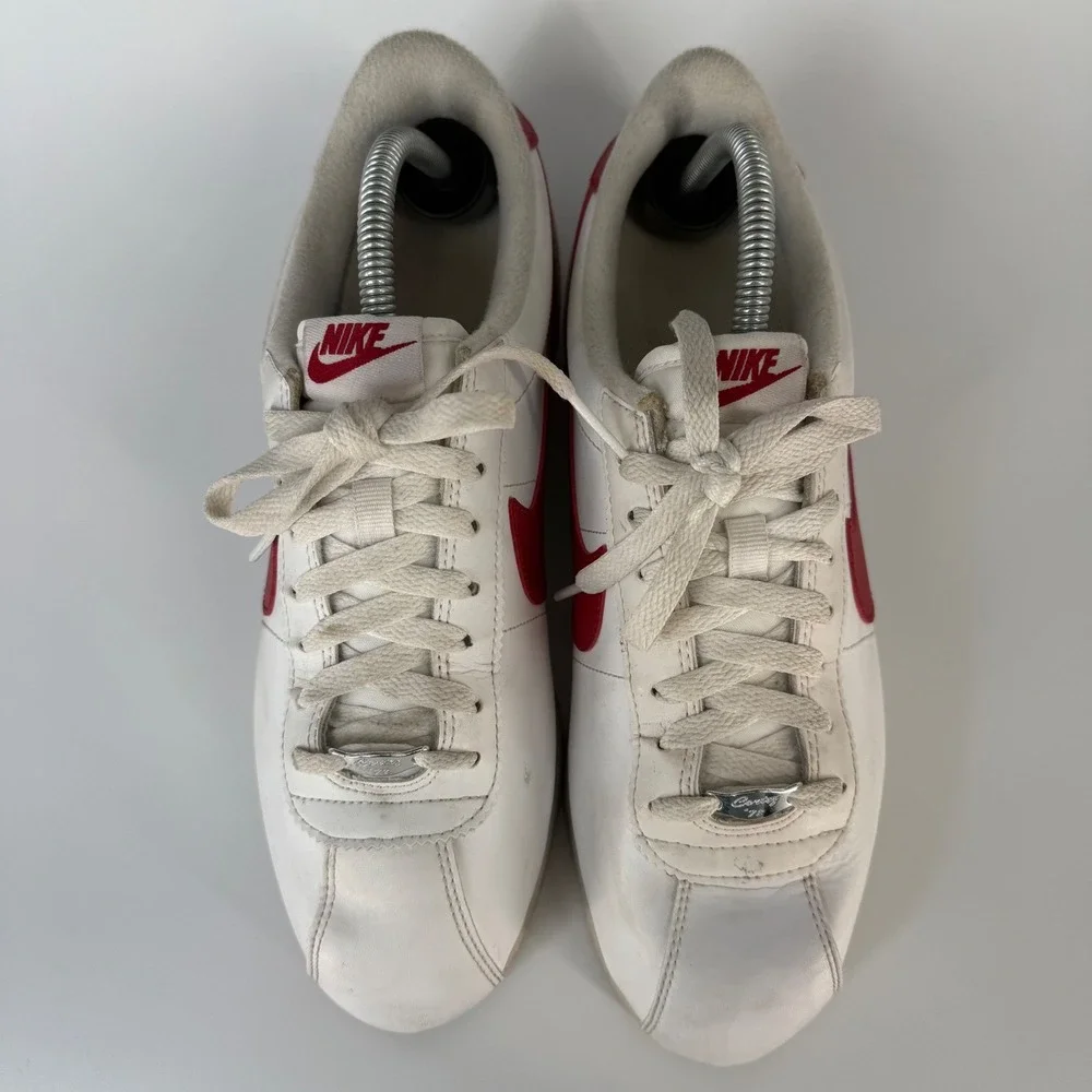 Nike Cortez Men Shoes US 9.5 White Red Blue Leather Sneakers Forrest Gump Preppy